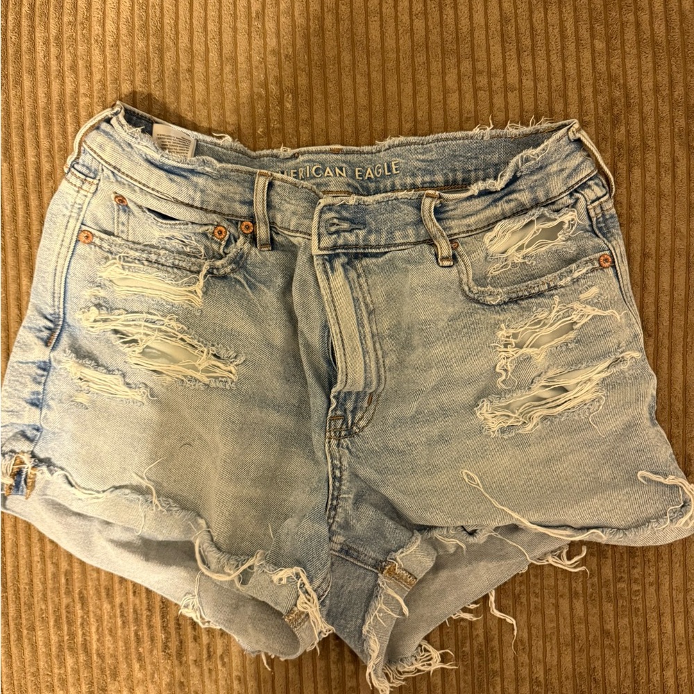 American Eagle Outfitters Women's Ripped Light Blue Jean Shorts